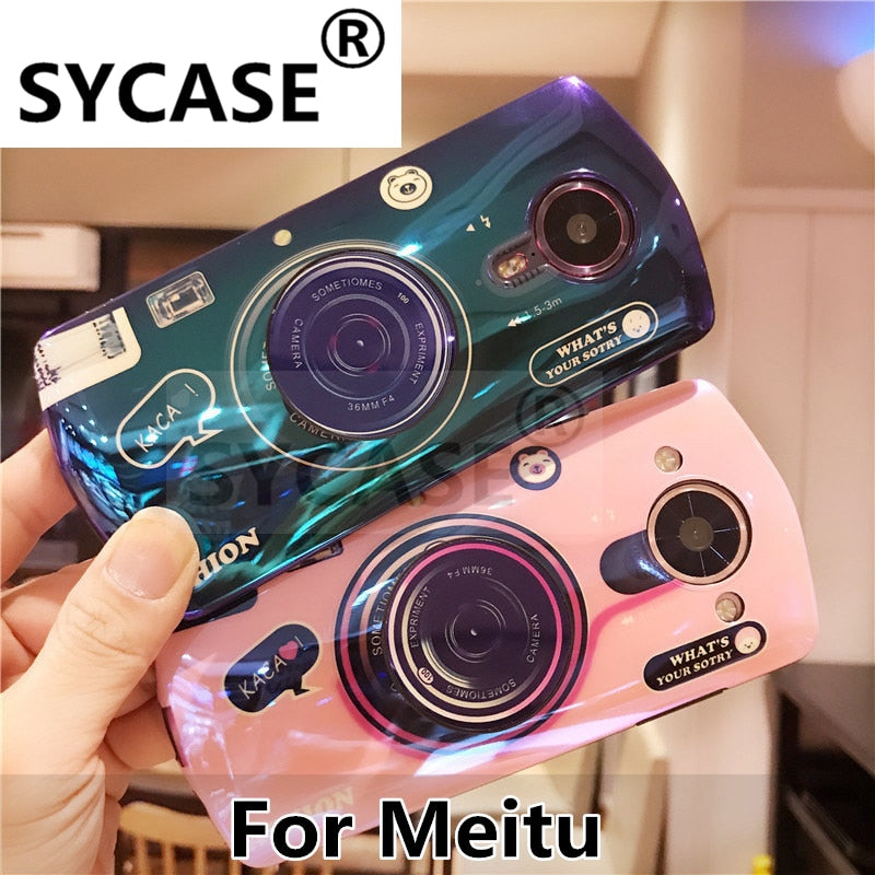 SYCASE New Blu-ray retro Camera style phone case For Meitu M6 M8 T8 T9 V6 case with stand lanyard back cover