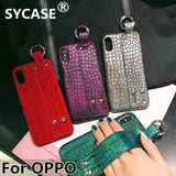 SYCASE New Crocodile grain Shell For OPPO A3 A5 A57 A59 A79 A83 R11 R11s R15 Dream R17 Pro Case Wrist strap Bracket Cover Women