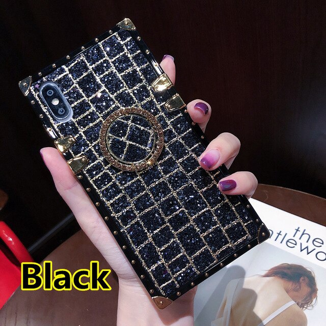 SYCASE New Fashion Tide Square Case For OPPO A3 A3S A5 A5S A39 A57 A59 A75 A73 A79 A83 F7 F9 F11 Pro Case Bing grid with Ring