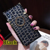 SYCASE New Fashion Tide Square Case For OPPO A3 A3S A5 A5S A39 A57 A59 A75 A73 A79 A83 F7 F9 F11 Pro Case Bing grid with Ring