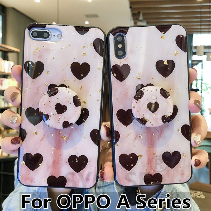 SYCASE New Luxury Epoxy Retro Love Shell For OPPO A3 A5 A7x A39 A57 A59 A79 A83 F1s F9 F5 lite Case Anti-knock Stand Cover Women