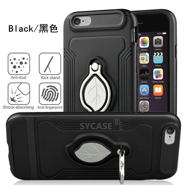 SYCASE New Maple leaf Business Man's shell For iPhone 6 6s Plus 7 8 plus X Xr Xs Max Case Bracket Ring magnetic Anti-knock Cover
