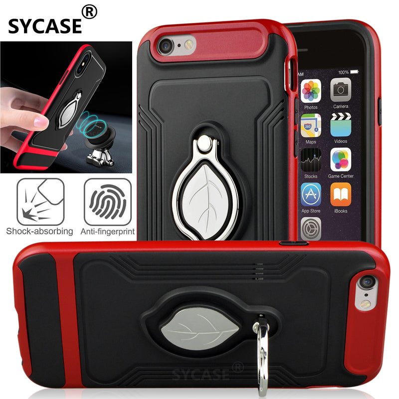 SYCASE New Maple leaf Business Man's shell For iPhone 6 6s Plus 7 8 plus X Xr Xs Max Case Bracket Ring magnetic Anti-knock Cover