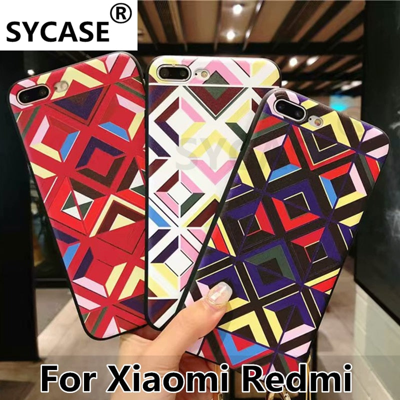 SYCASE New Painted Geometric case For Xiaomi Redmi 4X 5A For Redmi Note 5 micro embossed All-inclusive Anti-fall Protective case