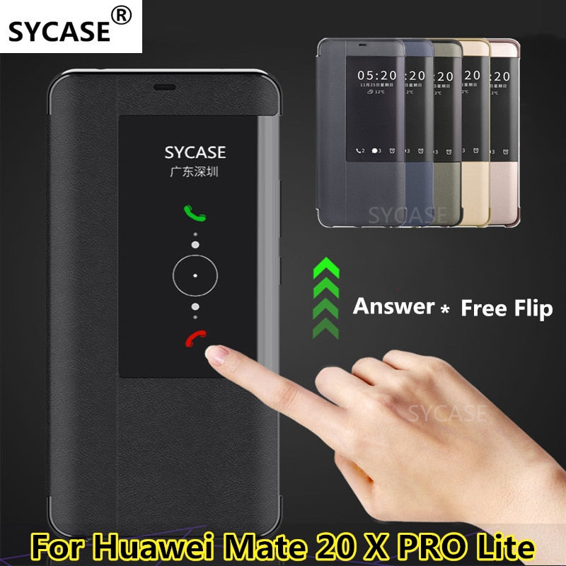SYCASE New Smart flip window protection leather case For Huawei Mate 20 X PRO Lite phonecase anti-fall Business ultra-thin cover