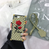 SYCASE New brand Rose case embroidery roses mobile phone shell lanyard For iPhone 6 6S 7 8 Plus X female models wholesale