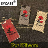 SYCASE New brand Rose case embroidery roses mobile phone shell lanyard For iPhone 6 6S 7 8 Plus X female models wholesale