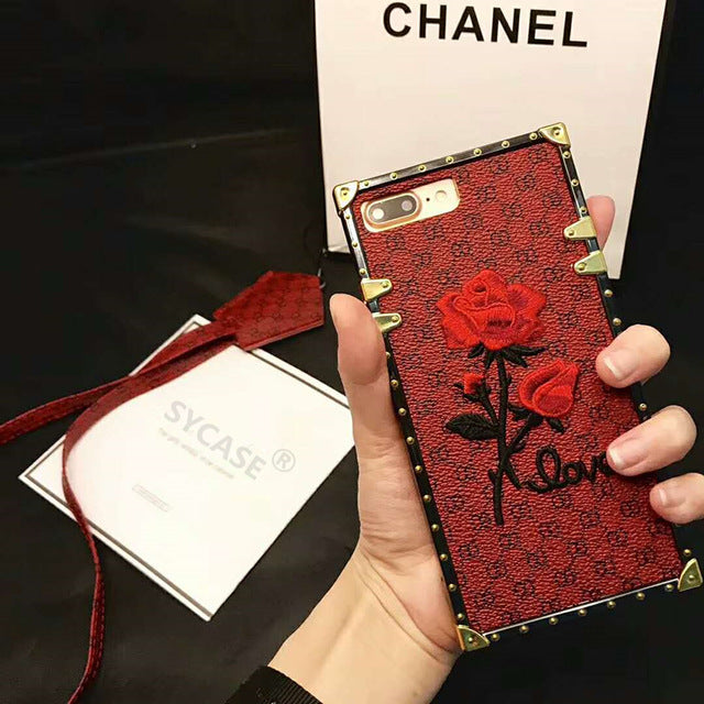 SYCASE New brand Square Rose phone case For Huawei P20 P20PRO NOVA3 case embroidery roses with lanyard female model cover