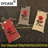 SYCASE New brand Square Rose phone case For Huawei P20 P20PRO NOVA3 case embroidery roses with lanyard female model cover