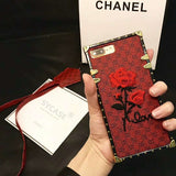 SYCASE New brand Square Rose phone case For Samsung S8 S9 Plus Note 8 9 case embroidery roses with lanyard female model cover