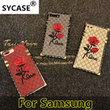 SYCASE New brand Square Rose phone case For Samsung S8 S9 Plus Note 8 9 case embroidery roses with lanyard female model cover