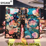 SYCASE New brand flower case For OPPO A3 A5 A39 A57 A59 A73 A75 A79 A83 Fashion Square blue Flower female phone case with Stand