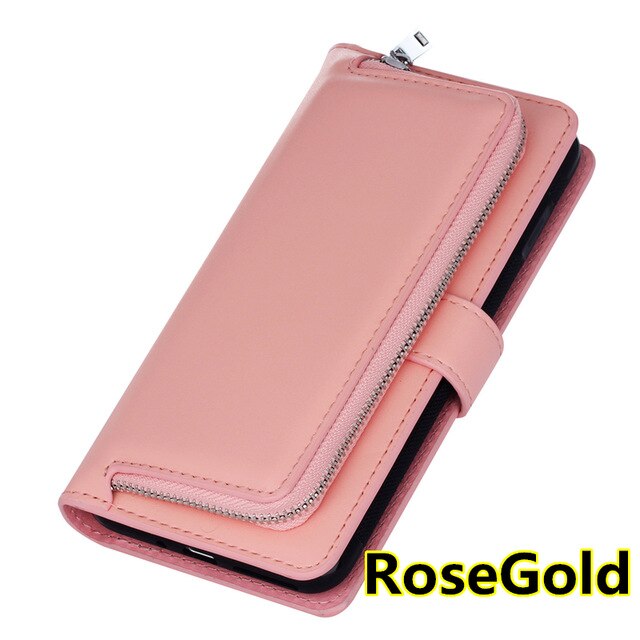 SYCASE New zipper protector Multifunction shell For Samsung S5 S6 S7 edge S8 S9 Plus Note 8 9 2 in 1 split mobile phone holster
