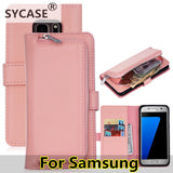 SYCASE New zipper protector Multifunction shell For Samsung S5 S6 S7 edge S8 S9 Plus Note 8 9 2 in 1 split mobile phone holster
