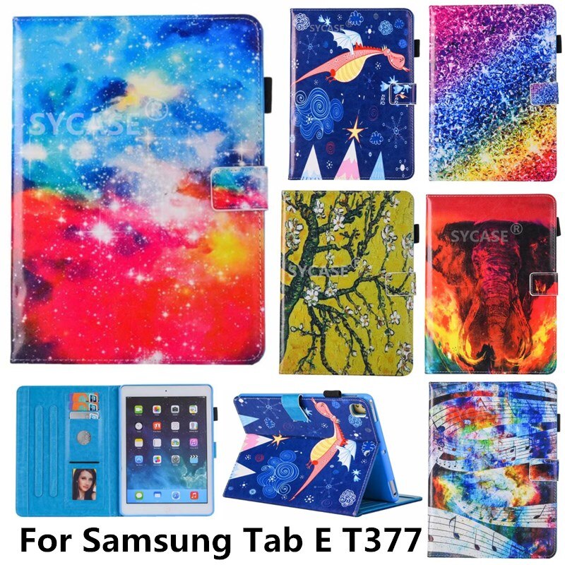 SYCASE Painted Tablet Holster For Samsung Tab E T377 8" Case Versatile Adjustable Bracket Card For SM Tab 8 inch Protect Cover