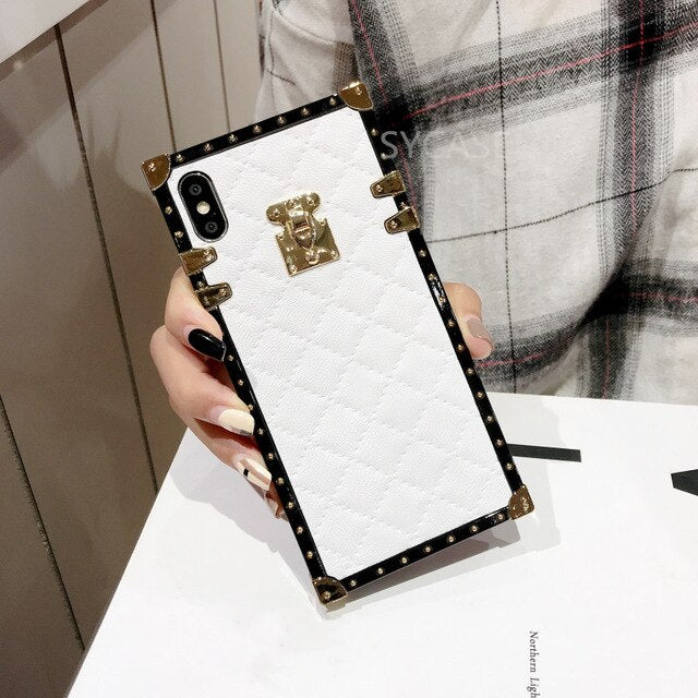 SYCASE Plaid Rhombic lambskin leather phonecase For Samsung S8 S9 Plus Note8 Note9 case Fashion square Female soft cover