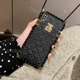 SYCASE Plaid Rhombic lambskin leather phonecase For iPhone 6 6S 7 8 Plus X XR XS Max case Fashion square Female soft cover