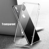 SYCASE Premium Glass Case For iPhone XS XR XS Max Cases Transparent Silicone Edge Glass Back Cover Case For iPhone 6 6S 7 8 Plus