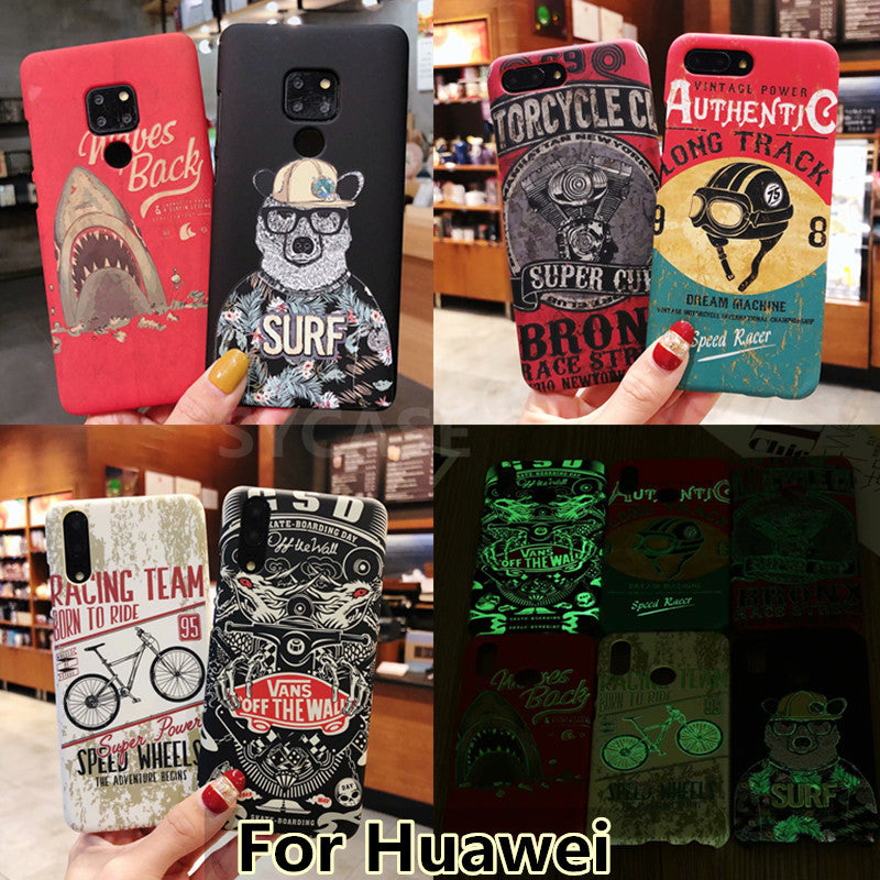 SYCASE Retro Luminous Scrub locomotive Man hard shell For Huawei Honor 7x 8x Honor 9 10 V10 Case all-inclusive Anti-fall Cover