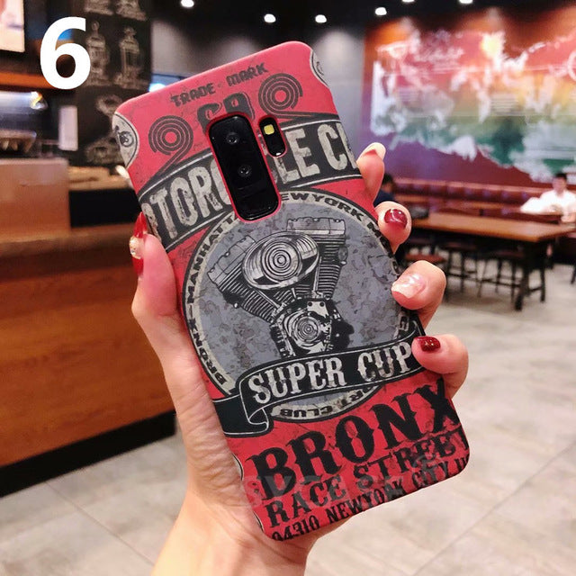 SYCASE Retro Luminous Scrub locomotive Man hard shell For Samsung S8 plus S9 Plus Note8 Note9 Case all-inclusive Anti-fall Cover