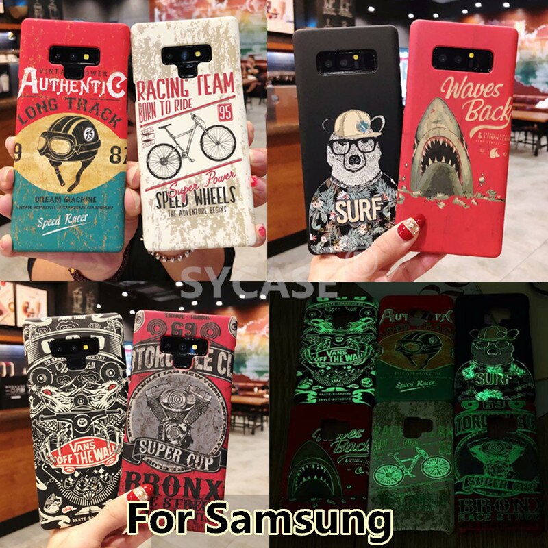 SYCASE Retro Luminous Scrub locomotive Man hard shell For Samsung S8 plus S9 Plus Note8 Note9 Case all-inclusive Anti-fall Cover