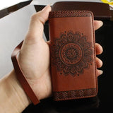 SYCASE Retro mandala embossed Leather Wallet Cover For Samsung J3 J5 2016 J7Prime J7 PRO Card Slot Stand Frame Flip Phone Case