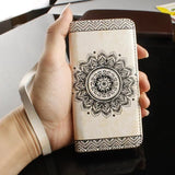 SYCASE Retro mandala embossed Leather Wallet Cover For Samsung J3 J5 2016 J7Prime J7 PRO Card Slot Stand Frame Flip Phone Case