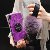 SYCASE Rhinestone Stand Hair Ball cover For Huawei Nova 2 2S 2i 2Plus 2Lite Case Luxury Epoxy Fashion Red Green Purple phonecase