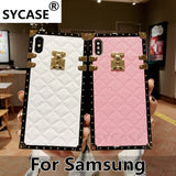 SYCASE Rhombic leather Shell For Samsung Galaxy S8 S9 S10 Plus S10Lite Note8 Note9 case Fashion square all-inclusive drop Cover