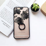 SYCASE Ring Grip Lace Flower Pattern Case For iPhone 7 7plus Flower case hard Relief phonecase Back Cover half rose capa fundas
