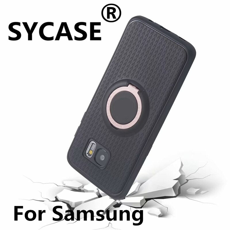 SYCASE Ring Holder Mobile Phone Case For Samsung S7 Edge S8 Plus S9 Plus Note 8 Note 9 Case Car Magnetic Protective Case