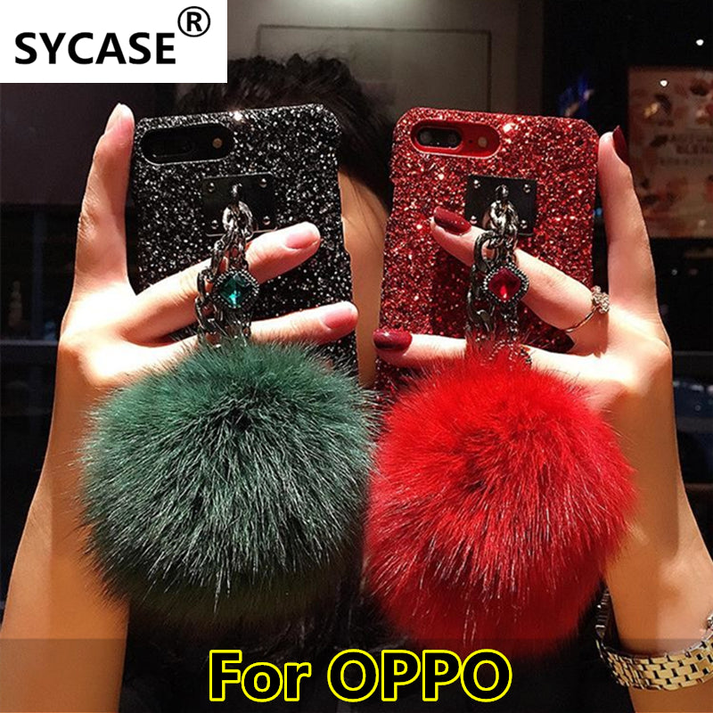 SYCASE Sexy Diamond Bling Glitter For OPPO A3 A33 A37 A53 A57 A59 A73 A79 A83 Flash Powder Sequins Sparkle Cover with Bracelets