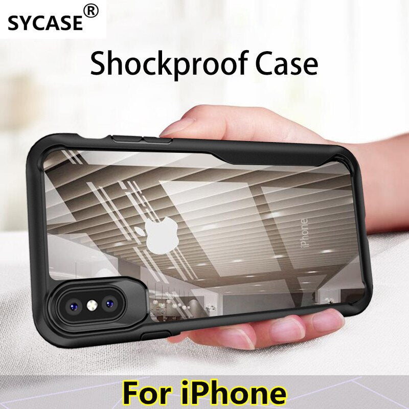 SYCASE Shockproof Case For iPhone X XR Xs Max Transparent Armor Case For iPhone 6 6S 7 8 Plus Skin Luxury Silicone Phone Case