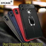 SYCASE Soft TPU Litchi pattern leather phone case For Huawei P30 P30PRO case Magnetic Car Holder Back cover