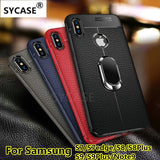 SYCASE Soft TPU Litchi pattern leather phone case For Samsung S7 Edge S8 S9 Plus Note 8 9 Magnetic Car Holder Back cover