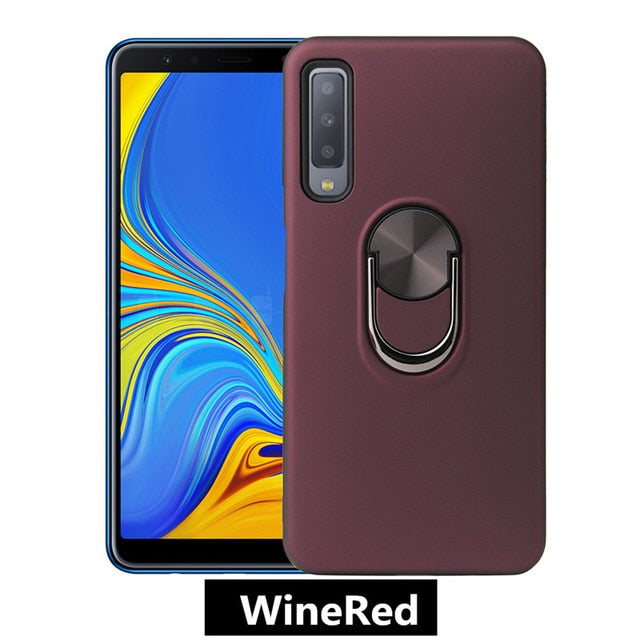 SYCASE Solid color phonecase For Samsung A6 Plus A7 A9 2018 A10 A20 A30 A40 A50 A60 A70 A80 A90 A10E A20E with Magnetic Car ring
