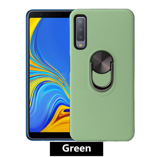 SYCASE Solid color phonecase For Samsung A6 Plus A7 A9 2018 A10 A20 A30 A40 A50 A60 A70 A80 A90 A10E A20E with Magnetic Car ring