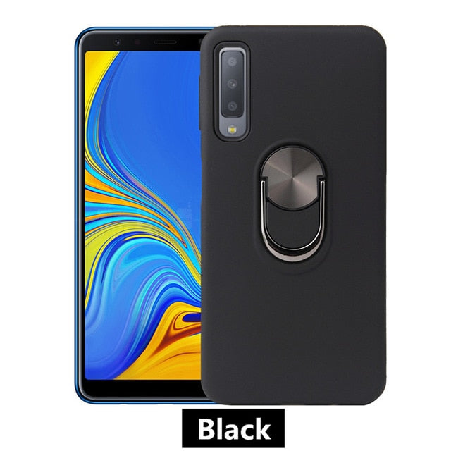 SYCASE Solid color phonecase For Samsung A6 Plus A7 A9 2018 A10 A20 A30 A40 A50 A60 A70 A80 A90 A10E A20E with Magnetic Car ring