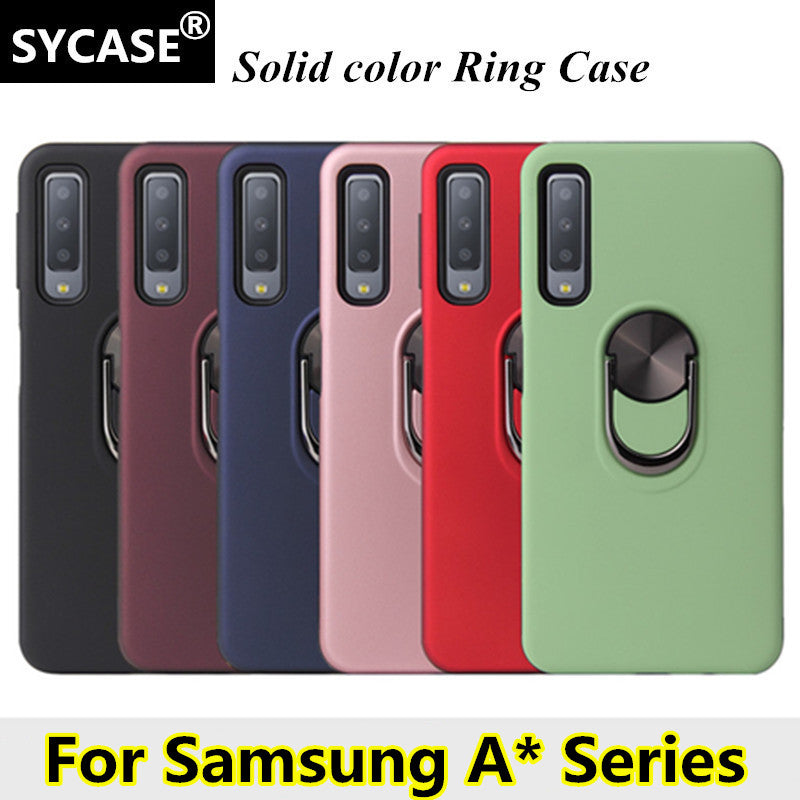 SYCASE Solid color phonecase For Samsung A6 Plus A7 A9 2018 A10 A20 A30 A40 A50 A60 A70 A80 A90 A10E A20E with Magnetic Car ring