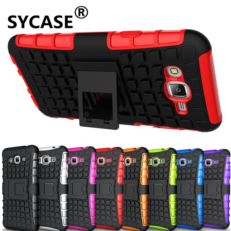 SYCASE Spider Man TPU Plastic 2 in 1 Stand Phones Case for Samsung Galaxy Grand Prime G530 Hard Shock Proof Back Cover