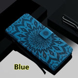 SYCASE Sun flower pattern 3D Embossed leather case For LG G3 G4 G5 G6 mini G7ThinQ With Card Pocket and Lanyard Wallet phonecase