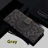 SYCASE Sun flower pattern 3D Embossed leather case For LG G3 G4 G5 G6 mini G7ThinQ With Card Pocket and Lanyard Wallet phonecase