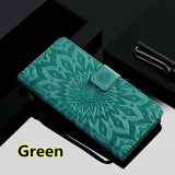SYCASE Sun flower pattern 3D Embossed leather case For LG G3 G4 G5 G6 mini G7ThinQ With Card Pocket and Lanyard Wallet phonecase