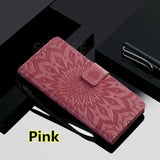 SYCASE Sun flower pattern 3D Embossed leather case For LG V10 V20 V30 V40 C40 C70 Q8 2018 Q Stylplus Nexus5X Wallet phonecase