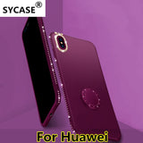 SYCASE TPU case For Huawei P9 P10 P20 Mate9 pro Honor 6X 7X V9 V10 Nova Luxury Bling Diamond Magnetic Finger Ring Kickstand Case