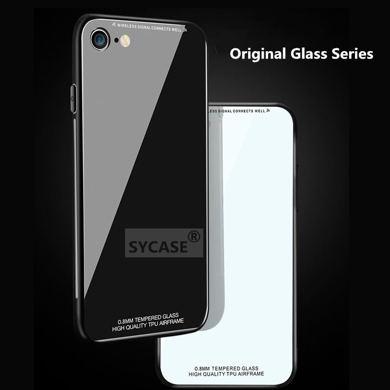 SYCASE Tempered Glass Case For BBK vivo V5 V7 Plus V9 NEX A S phone case Soft TPU Silicone Bumper Luxury Hard Back Cover case
