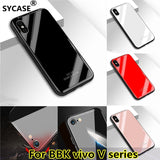 SYCASE Tempered Glass Case For BBK vivo V5 V7 Plus V9 NEX A S phone case Soft TPU Silicone Bumper Luxury Hard Back Cover case