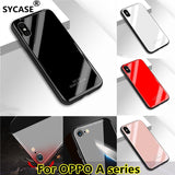 SYCASE Tempered Glass Case For OPPO A3 A5 A3S A37 A39 A57 A59 A71 A73 A79 A83 phone case Soft TPU Bumper Hard Back Cover case