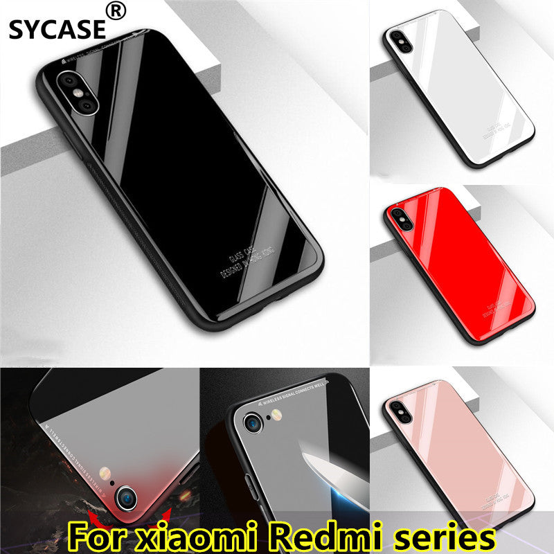 SYCASE Tempered Glass Case For Redmi 5 Plus 4A 6 pro 6A S2 Note 4 4X 5A Prime 5pro Y2 Y1 Lite phonecase TPU Bumper PC Back Cover