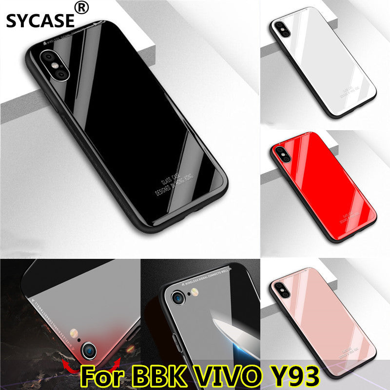 SYCASE Tempered Glass Phone Case For BBK VIVO Y93 case Soft TPU Silicone Bumper Luxury Hard Back Cover